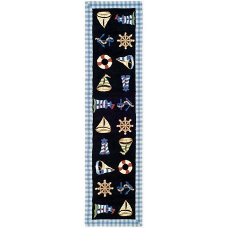 Safavieh 2 ft. - 6 in. x 10 ft. Runner- Country and Floral Chelsea Black Hand Hooked Rug HK239B-210
